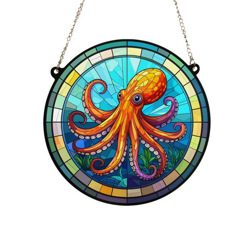 Octopus Stained Glass Effect Suncatcher